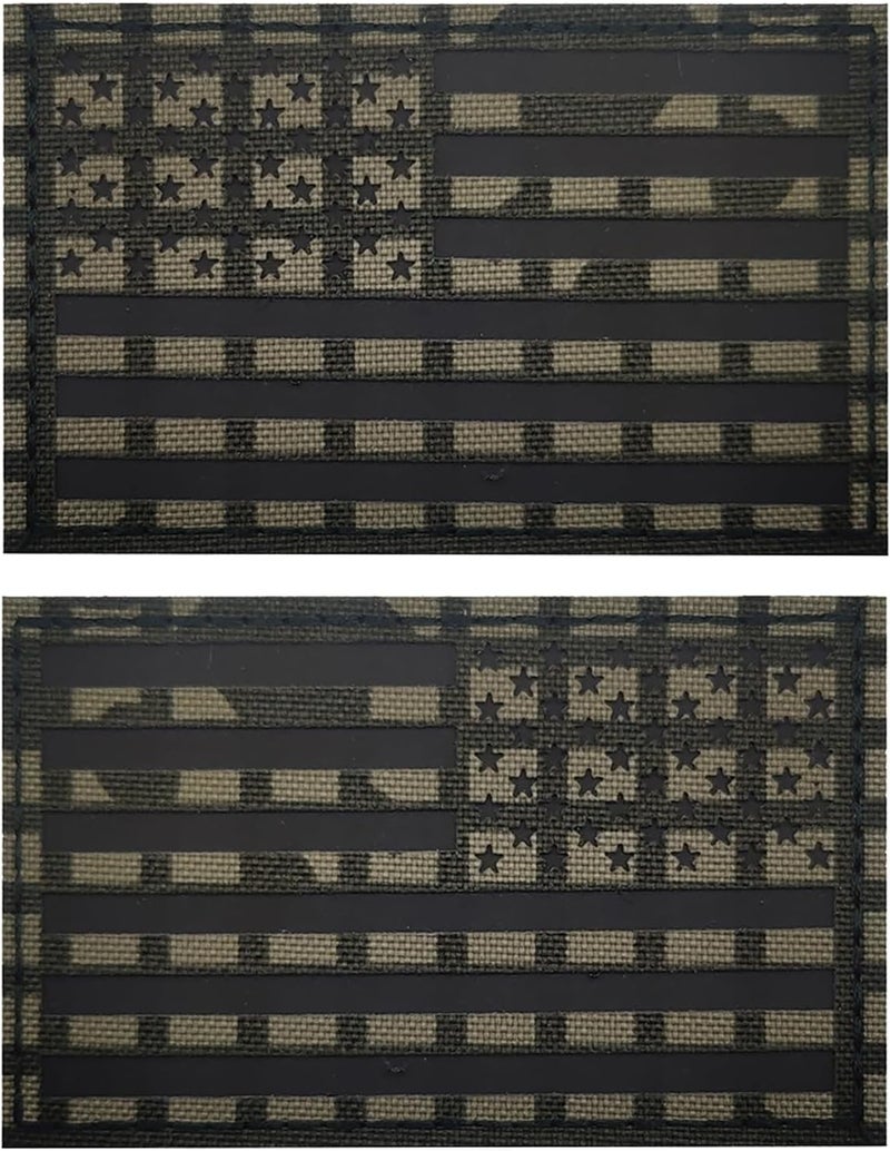 MWOOT 2PCS America American Flag Patches IR Infrared Reflective Patch Laser Cut Patch Regular and Reverse Hook and Loop(3x2 Inch Desert Night Camo) - Image 1
